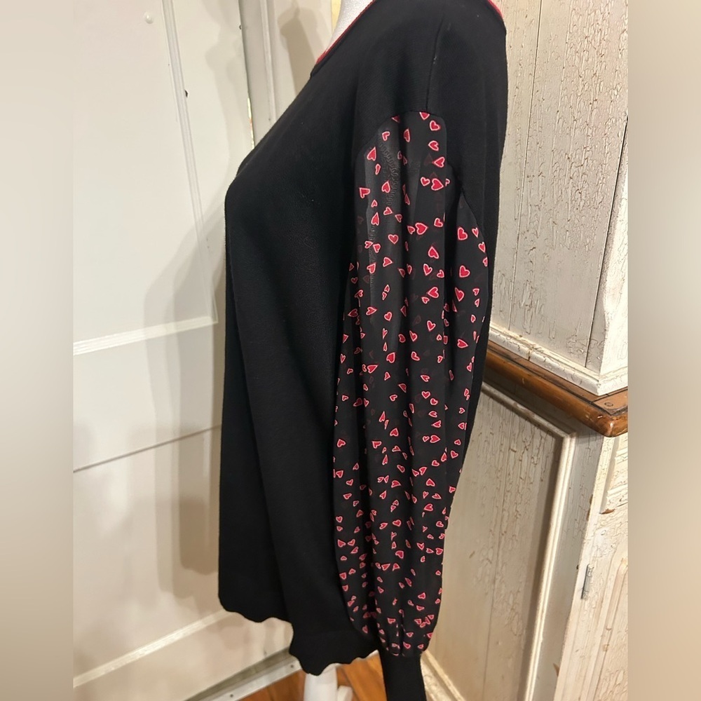 DKNY Black Knit Top with Sheer Sleeves. - Picture 4 of 14